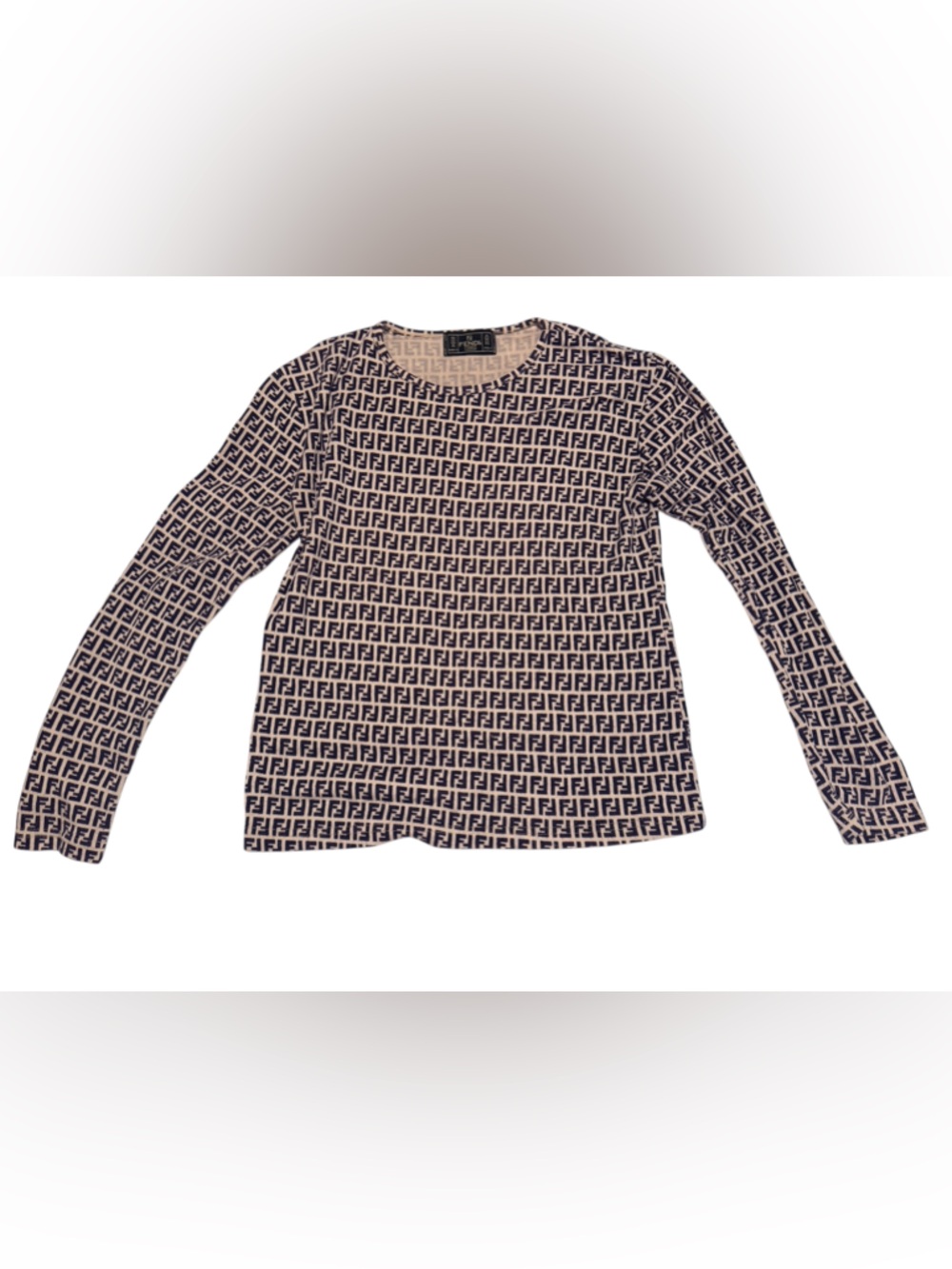 Fendi Black & Cream Logo Knit Sweater. Size S